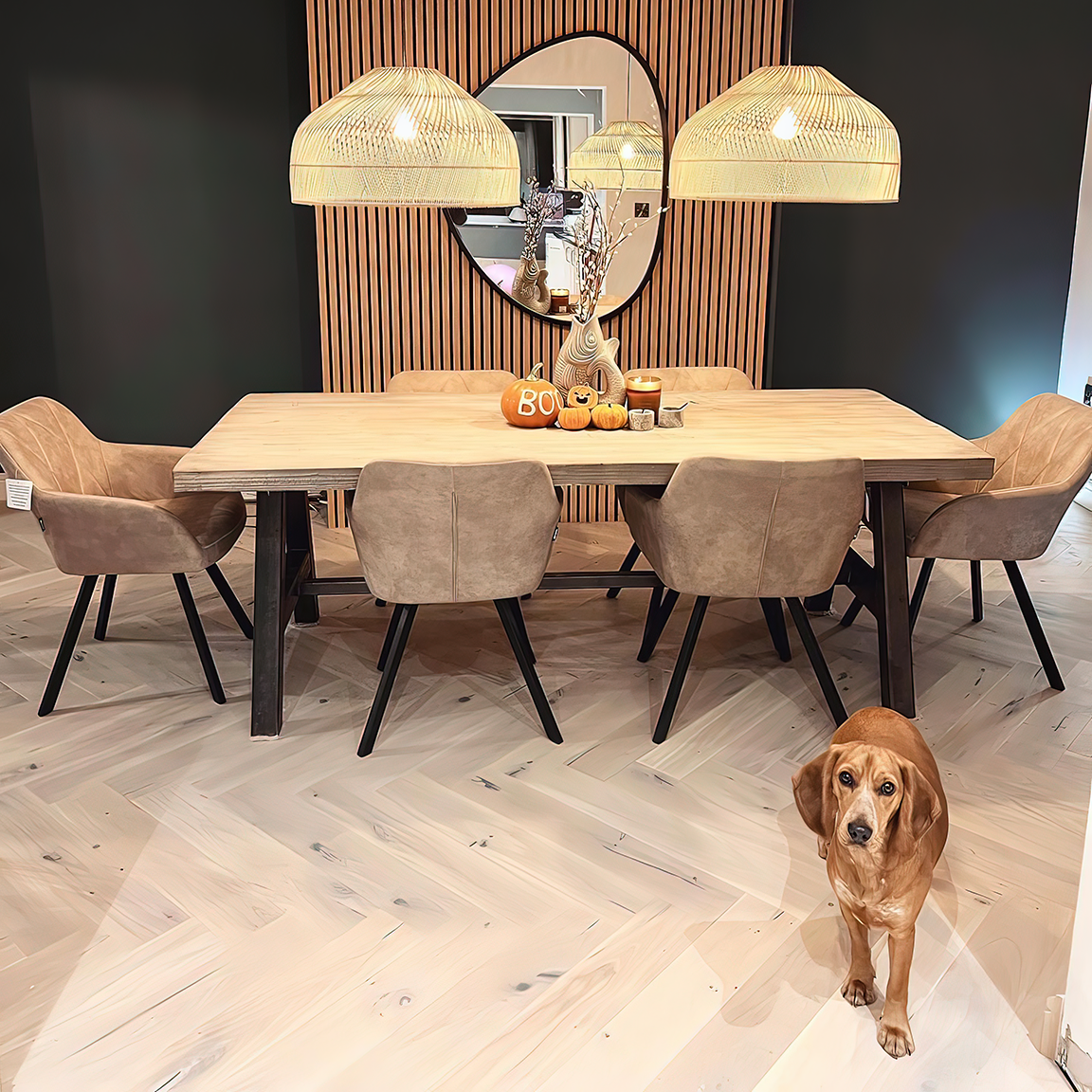 AR8454F Ashton &amp; Rose Dalton - Floating Herringbone (Cappuccino Oak)